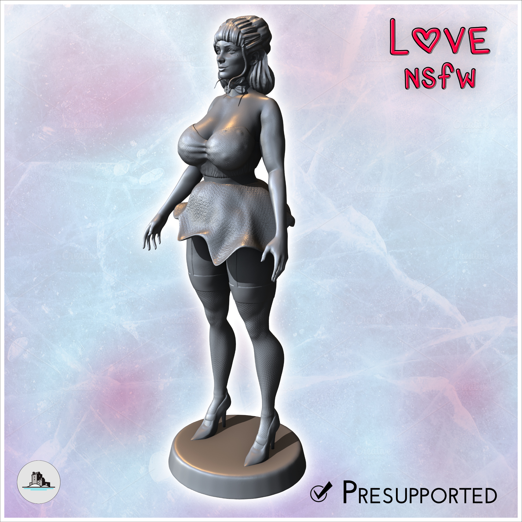 Woman standing upright in a dress-like attire with detailed hair and stockings (23) - NSFW Girl Sexy Collectible Hentai RPG Hot Miniatures Female Tabletop